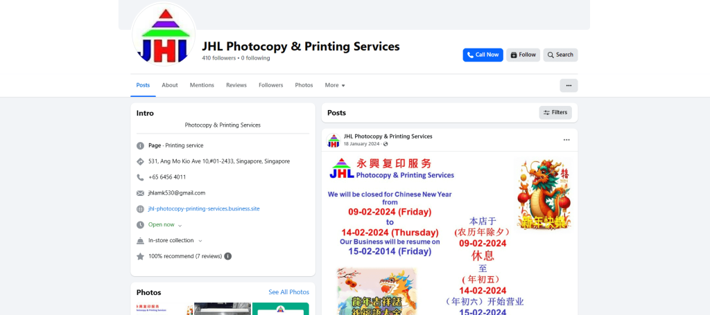 JHL Photocopy & Printing Services Ang Mo Kio