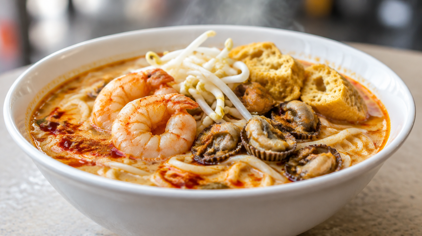 Bowl of laksa representing Ye Lai Xiang Laksa in Marsiling