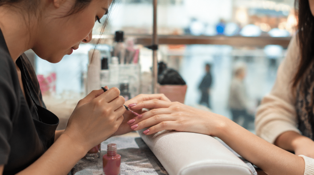 3 Best Nail Salons In Simei For Fresh, Flawless Nails (2026) Nail salon manicure station in Simei, Singapore