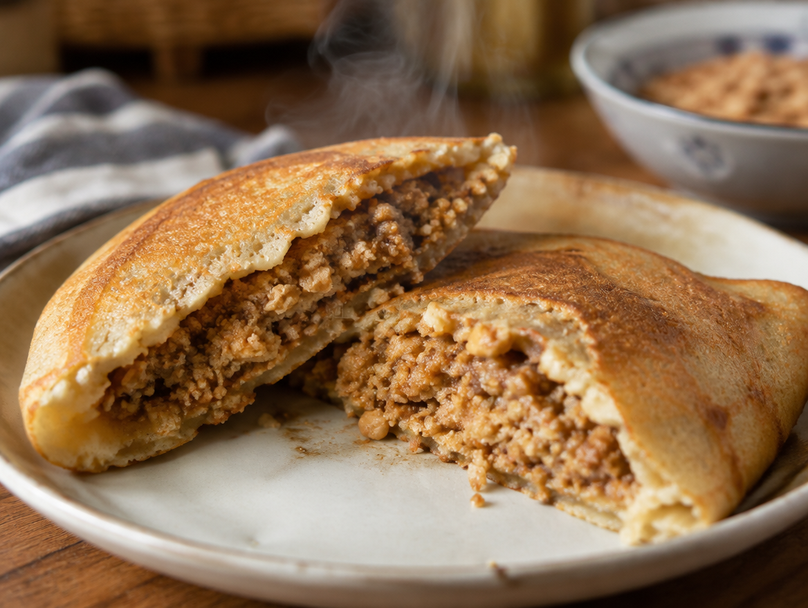 Min jiang kueh pancake filled with peanut filling