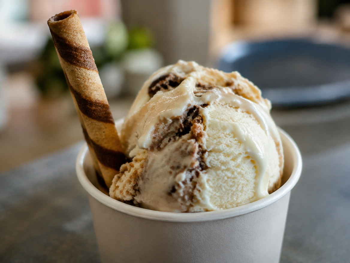 Scoops of ice cream in a cup
