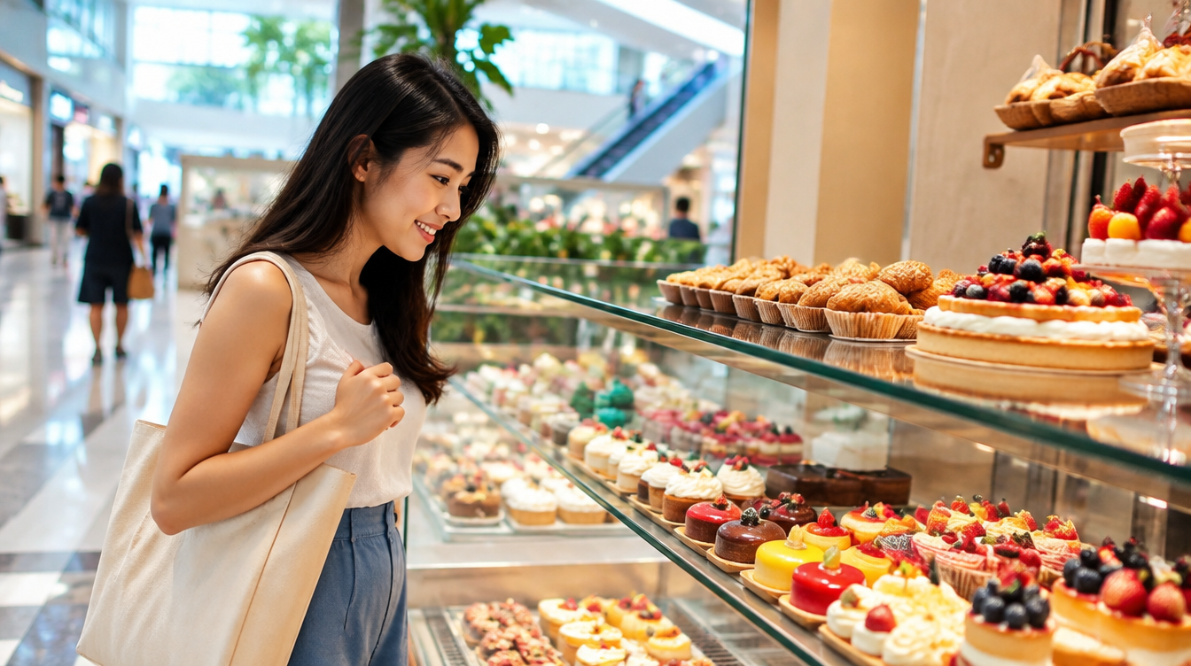 Dessert counter display in a Bukit Panjang mall