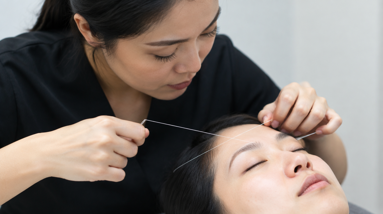 Eyebrow threading treatment at a Joo Chiat brow studio