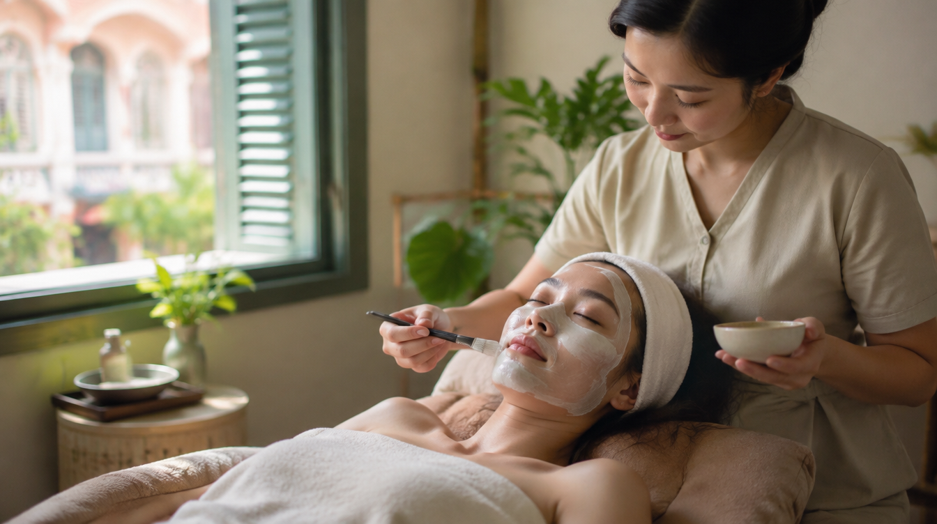 Facial treatment at a heritage shophouse beauty studio in Joo Chiat