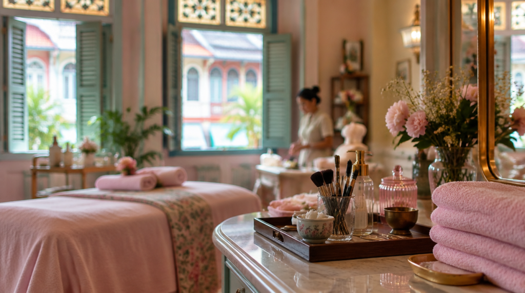 3 Best Beauty Studios In Katong For Your Pampering Fix (2026) Beauty studio vanity table in a Peranakan shophouse in Katong, Singapore